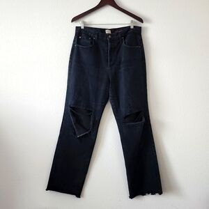 Alice + Olivia straight leg high rise Distressed jeans Raw Hem